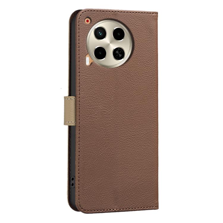 For Tecno Camon 30 4G / 30 5G Splicing Color Hollow Flower Pattern RFID Leather Phone Case