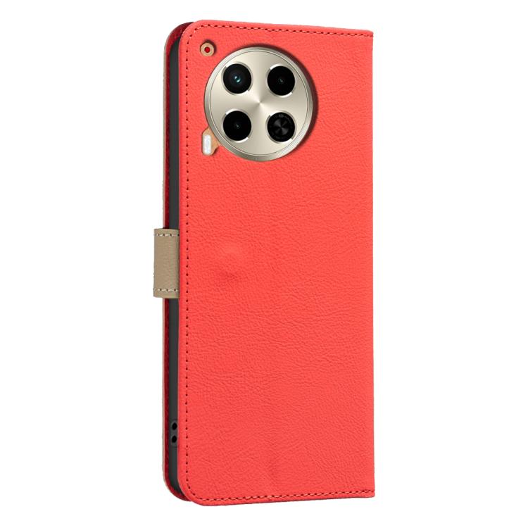 For Tecno Camon 30 4G / 30 5G Splicing Color Hollow Flower Pattern RFID Leather Phone Case