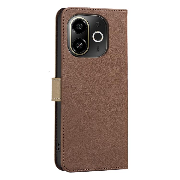 For Tecno Pop 9 5G / Spark 30C 5G Splicing Color Hollow Flower Pattern RFID Leather Phone Case