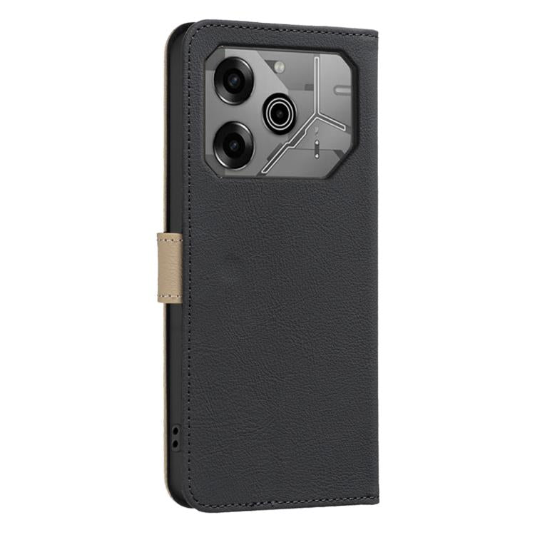 For Tecno Pova 6 / Pova 6 Pro 5G Splicing Color Hollow Flower Pattern RFID Leather Phone Case