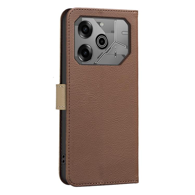 For Tecno Pova 6 / Pova 6 Pro 5G Splicing Color Hollow Flower Pattern RFID Leather Phone Case