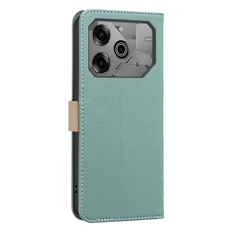 For Tecno Pova 6 / Pova 6 Pro 5G Splicing Color Hollow Flower Pattern RFID Leather Phone Case