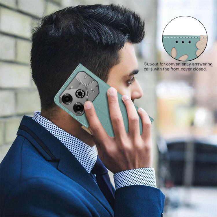 For Tecno Pova 6 / Pova 6 Pro 5G Splicing Color Hollow Flower Pattern RFID Leather Phone Case