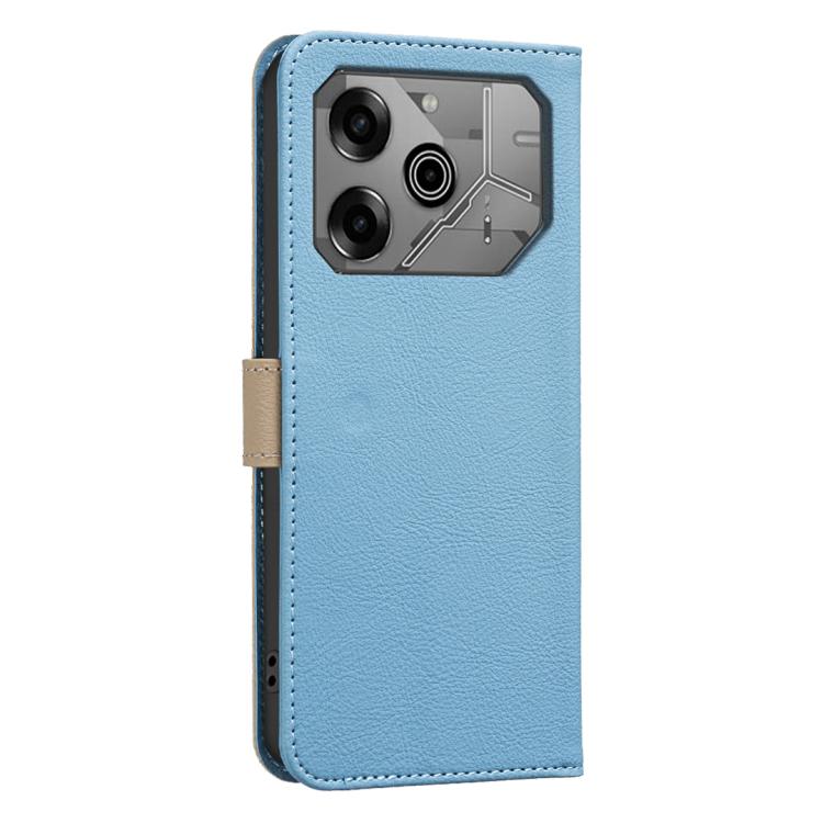 For Tecno Pova 6 / Pova 6 Pro 5G Splicing Color Hollow Flower Pattern RFID Leather Phone Case