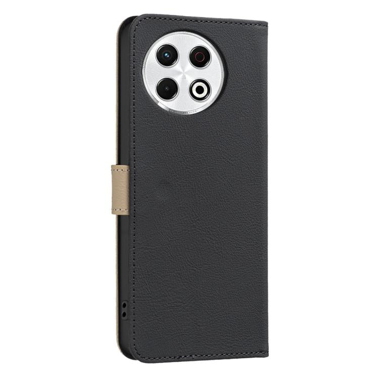 For Tecno Spark 30 Pro 4G Splicing Color Hollow Flower Pattern RFID Leather Phone Case