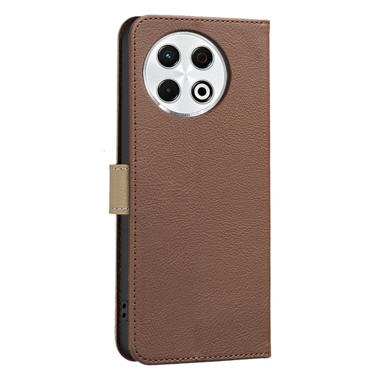 For Tecno Spark 30 Pro 4G Splicing Color Hollow Flower Pattern RFID Leather Phone Case