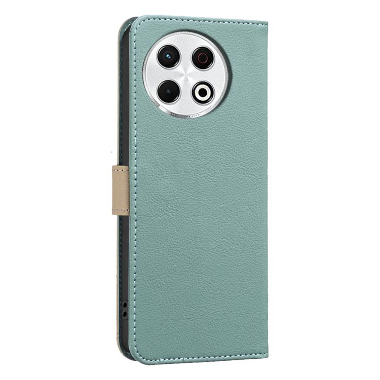 For Tecno Spark 30 Pro 4G Splicing Color Hollow Flower Pattern RFID Leather Phone Case