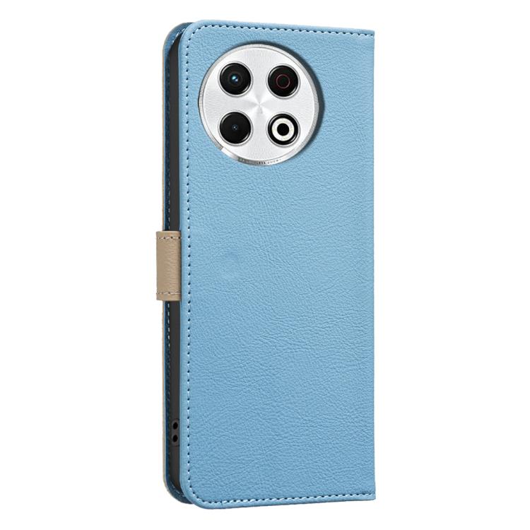 For Tecno Spark 30 Pro 4G Splicing Color Hollow Flower Pattern RFID Leather Phone Case
