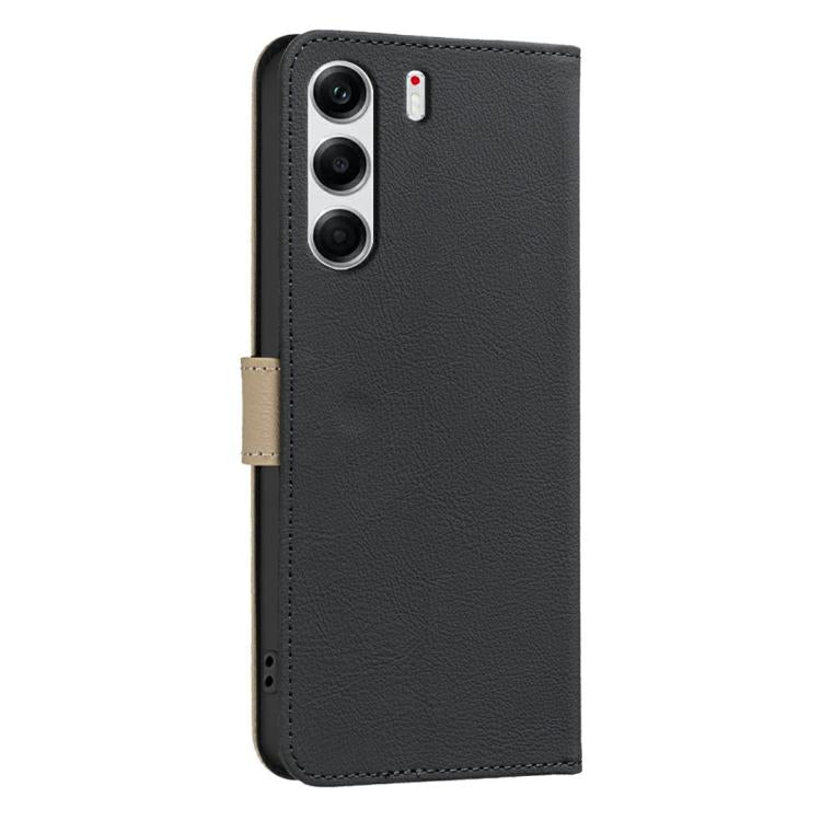 For Tecno Camon 40 Pro 4G Splicing Color Hollow Flower Pattern RFID Leather Phone Case