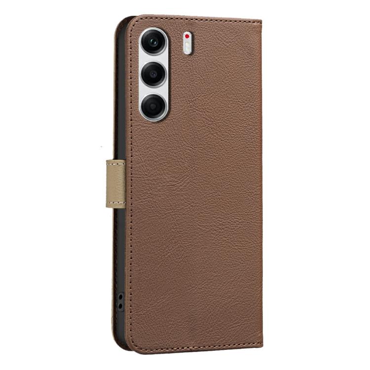 For Tecno Camon 40 Pro 4G Splicing Color Hollow Flower Pattern RFID Leather Phone Case