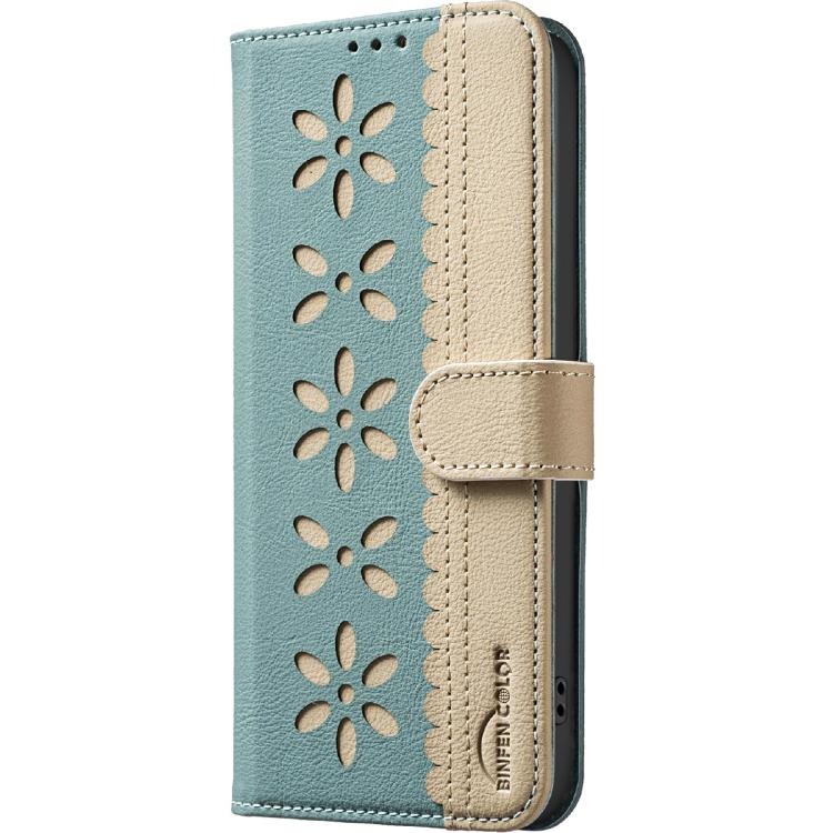 For Tecno Camon 40 Pro 4G Splicing Color Hollow Flower Pattern RFID Leather Phone Case