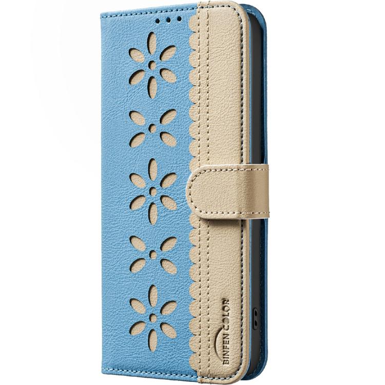 For Tecno Camon 40 Pro 4G Splicing Color Hollow Flower Pattern RFID Leather Phone Case