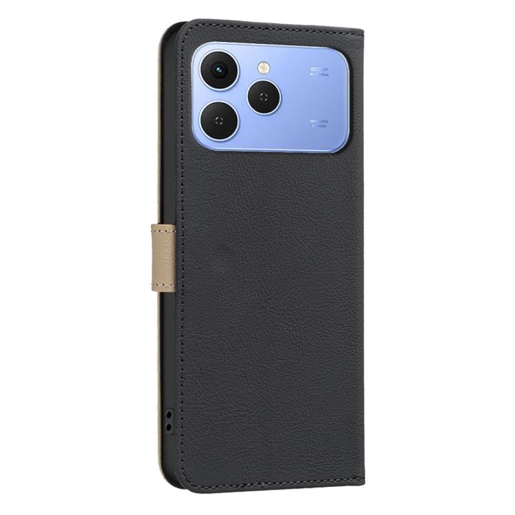 For Tecno Spark 40 4G Splicing Color Hollow Flower Pattern RFID Leather Phone Case
