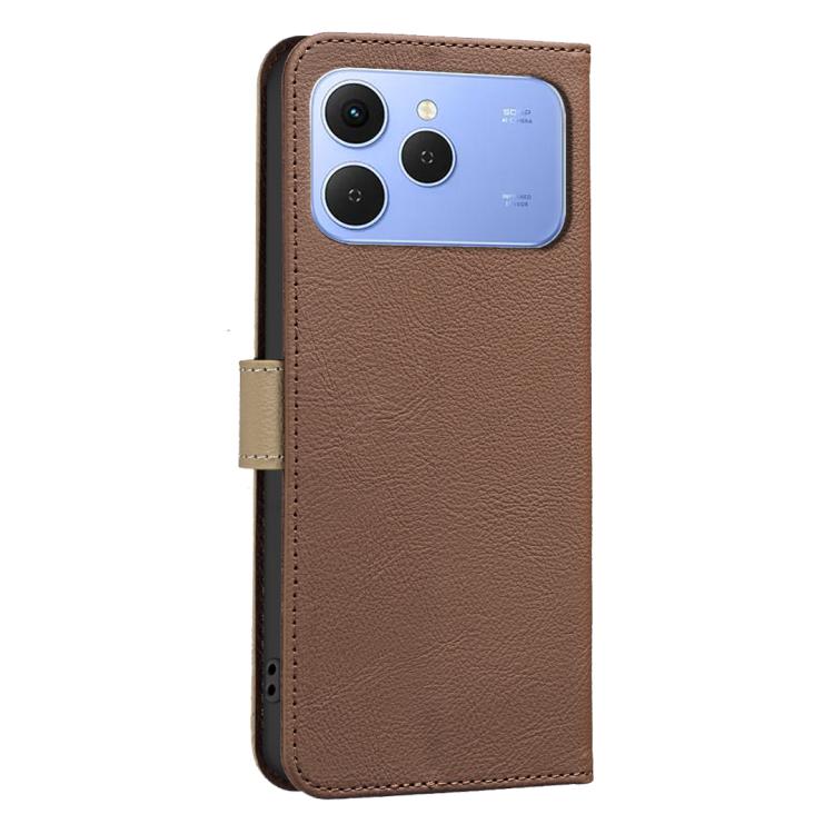 For Tecno Spark 40 4G Splicing Color Hollow Flower Pattern RFID Leather Phone Case