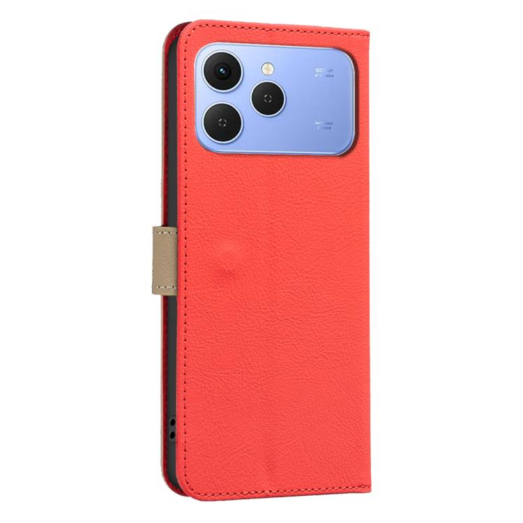 For Tecno Spark 40 4G Splicing Color Hollow Flower Pattern RFID Leather Phone Case