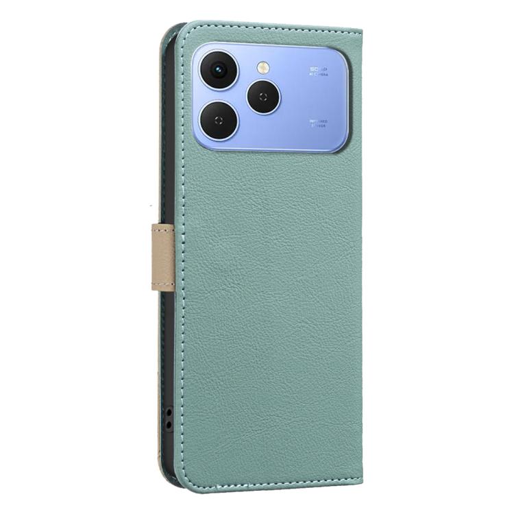 For Tecno Spark 40 4G Splicing Color Hollow Flower Pattern RFID Leather Phone Case