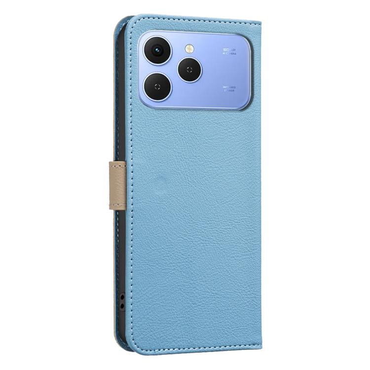For Tecno Spark 40 4G Splicing Color Hollow Flower Pattern RFID Leather Phone Case