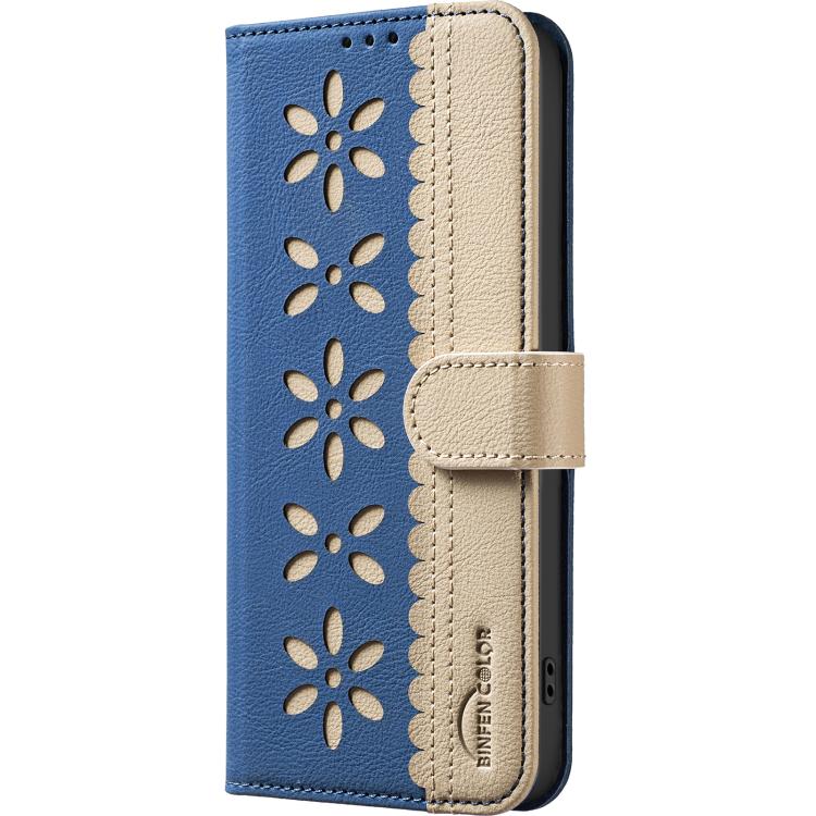 For Tecno Camon 50 4G Splicing Color Hollow Flower Pattern RFID Leather Phone Case