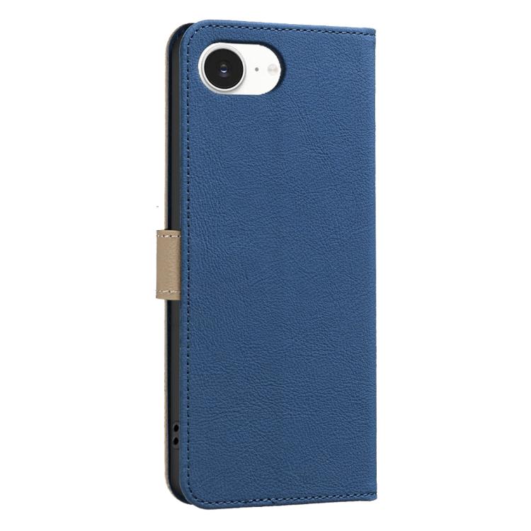 For iPhone 16e / 17e Splicing Color Hollow Flower Pattern RFID Leather Phone Case