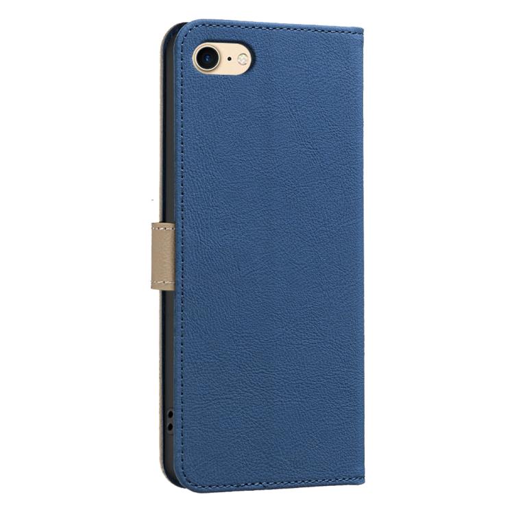 For iPhone 6 / 7 / 8 Splicing Color Hollow Flower Pattern RFID Leather Phone Case