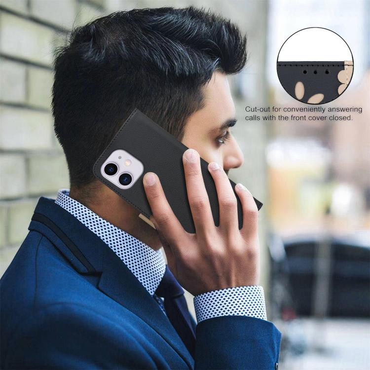For iPhone 12 / 12 Pro Splicing Color Hollow Flower Pattern RFID Leather Phone Case