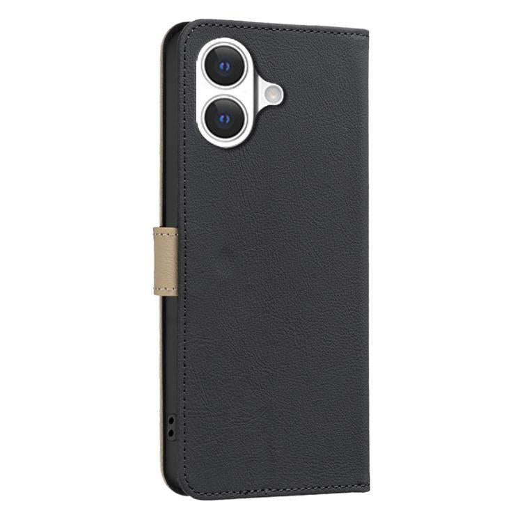 For iPhone 17 Splicing Color Hollow Flower Pattern RFID Leather Phone Case