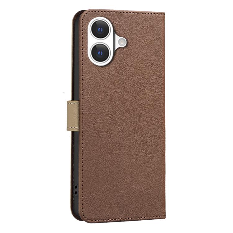 For iPhone 17 Splicing Color Hollow Flower Pattern RFID Leather Phone Case