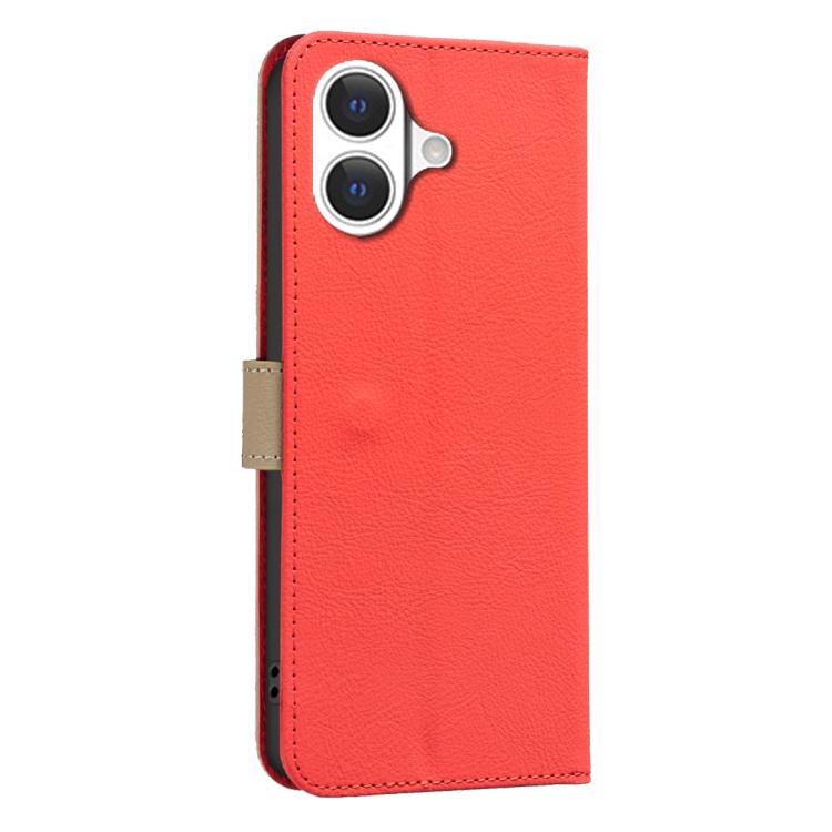 For iPhone 17 Splicing Color Hollow Flower Pattern RFID Leather Phone Case