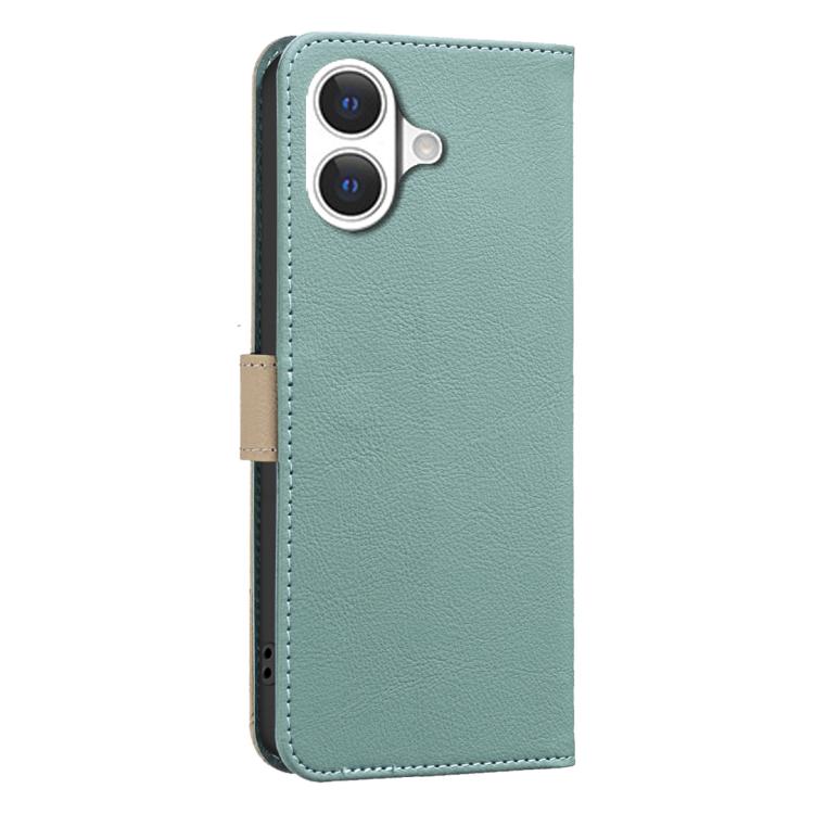 For iPhone 17 Splicing Color Hollow Flower Pattern RFID Leather Phone Case