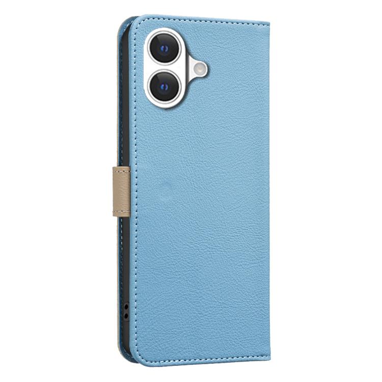 For iPhone 17 Splicing Color Hollow Flower Pattern RFID Leather Phone Case