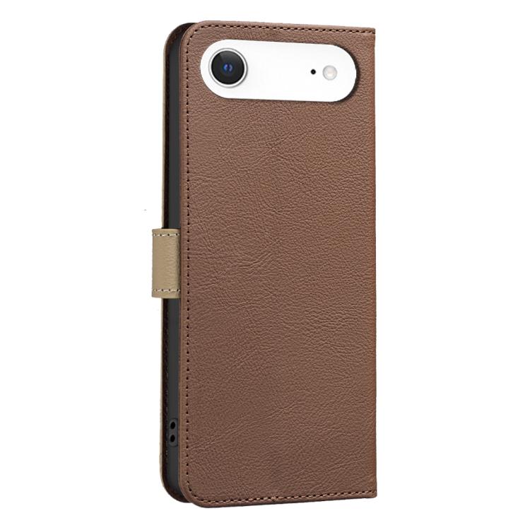 For iPhone Air Splicing Color Hollow Flower Pattern RFID Leather Phone Case