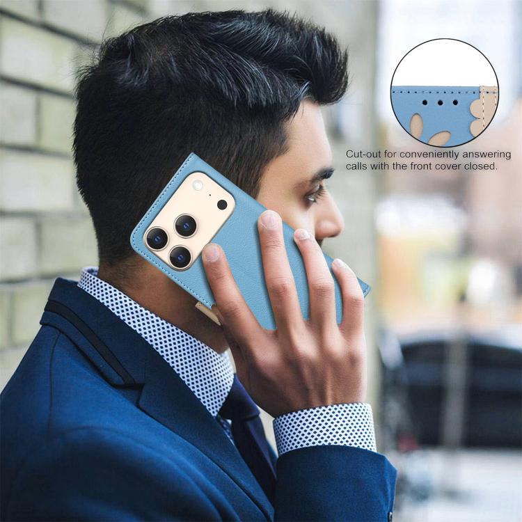 For iPhone 17 Pro Splicing Color Hollow Flower Pattern RFID Leather Phone Case