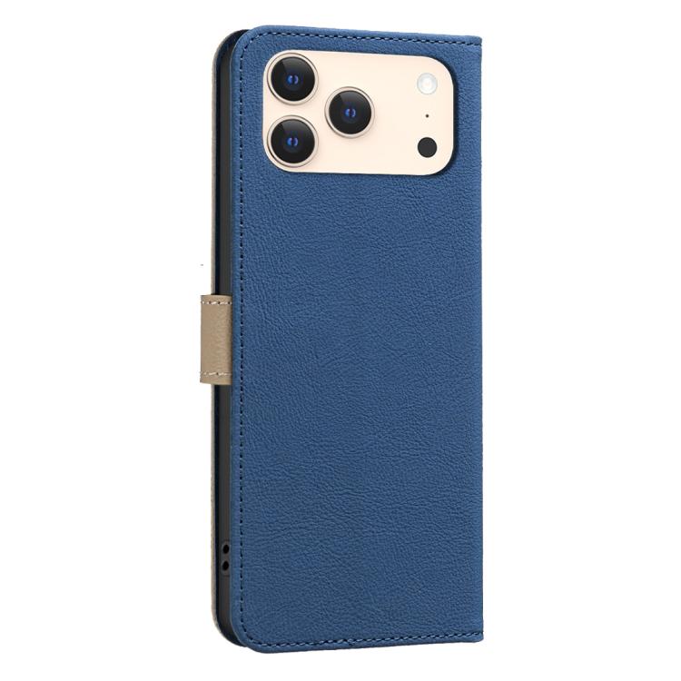 For iPhone 17 Pro Max Splicing Color Hollow Flower Pattern RFID Leather Phone Case