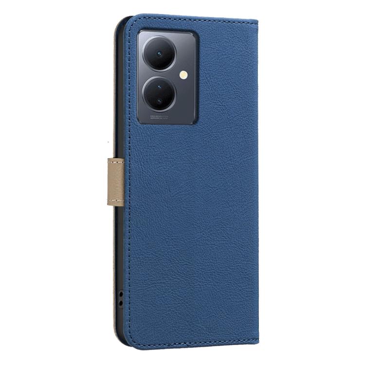 For vivo Y78 5G / Y36 Splicing Color Hollow Flower Pattern RFID Leather Phone Case