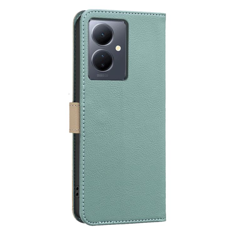 For vivo Y78 5G / Y36 Splicing Color Hollow Flower Pattern RFID Leather Phone Case