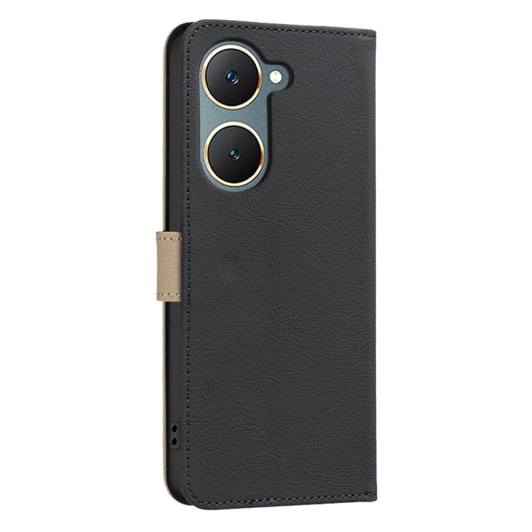 For vivo Y03 4G Global Splicing Color Hollow Flower Pattern RFID Leather Phone Case