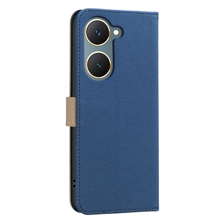 For vivo Y03 4G Global Splicing Color Hollow Flower Pattern RFID Leather Phone Case