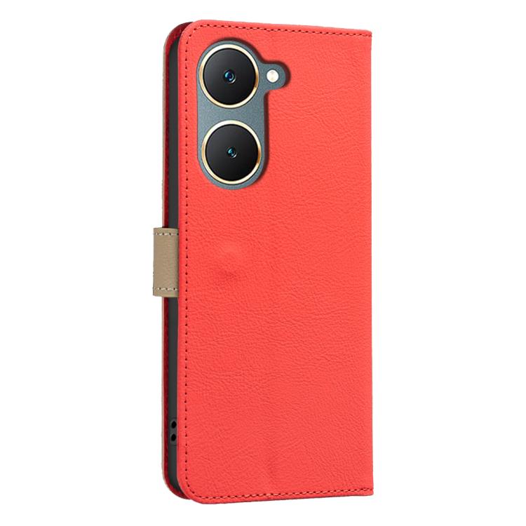 For vivo Y03 4G Global Splicing Color Hollow Flower Pattern RFID Leather Phone Case