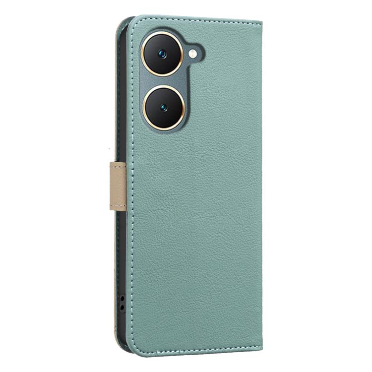 For vivo Y03 4G Global Splicing Color Hollow Flower Pattern RFID Leather Phone Case