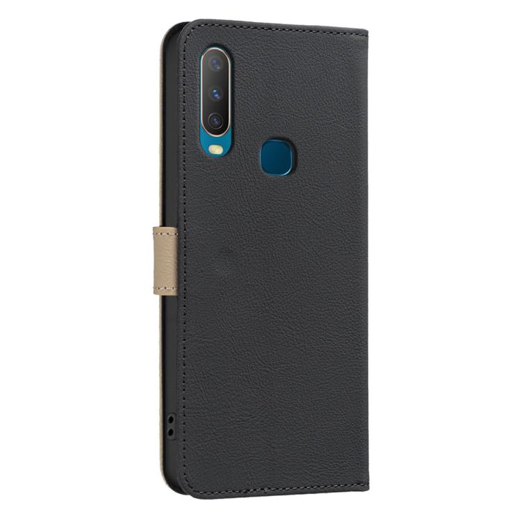 For vivo Y17 / Y11 / Y15 / Y12 Splicing Color Hollow Flower Pattern RFID Leather Phone Case