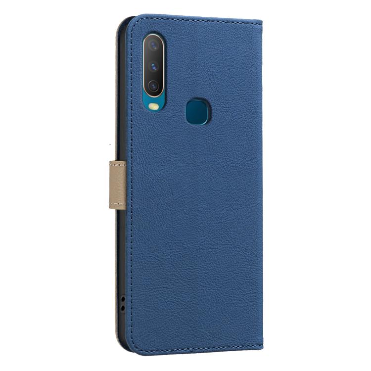 For vivo Y17 / Y11 / Y15 / Y12 Splicing Color Hollow Flower Pattern RFID Leather Phone Case