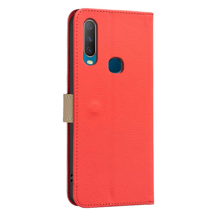 For vivo Y17 / Y11 / Y15 / Y12 Splicing Color Hollow Flower Pattern RFID Leather Phone Case