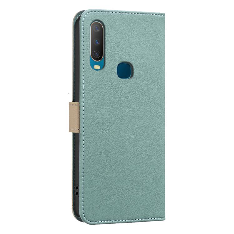 For vivo Y17 / Y11 / Y15 / Y12 Splicing Color Hollow Flower Pattern RFID Leather Phone Case