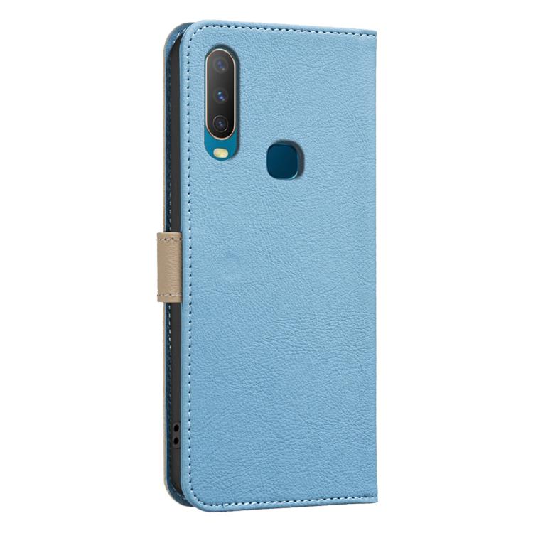 For vivo Y17 / Y11 / Y15 / Y12 Splicing Color Hollow Flower Pattern RFID Leather Phone Case
