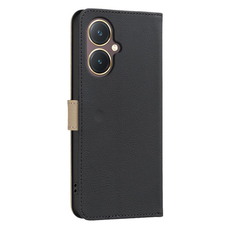 For vivo Y27 4G Splicing Color Hollow Flower Pattern RFID Leather Phone Case