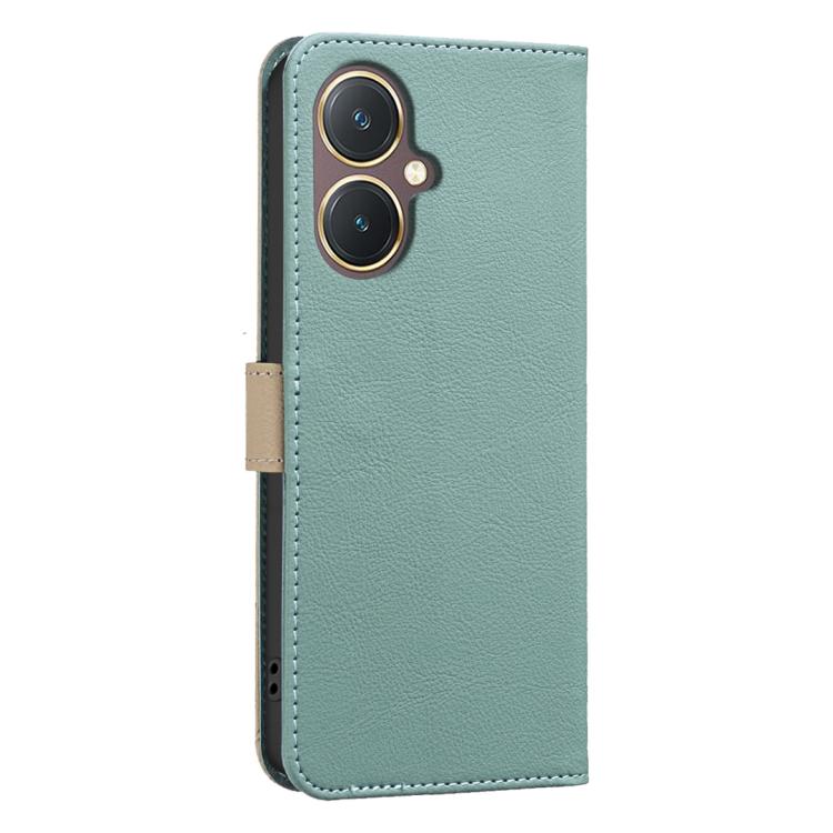 For vivo Y27 4G Splicing Color Hollow Flower Pattern RFID Leather Phone Case