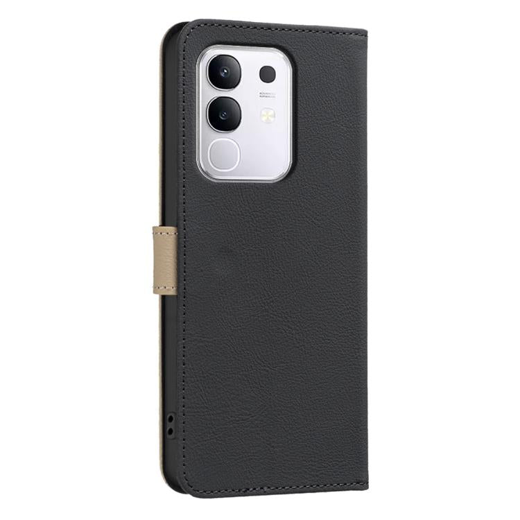 For vivo Y29 4G Splicing Color Hollow Flower Pattern RFID Leather Phone Case