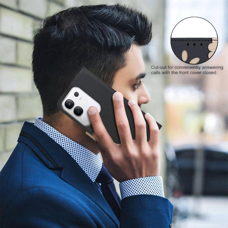 For vivo Y29 4G Splicing Color Hollow Flower Pattern RFID Leather Phone Case