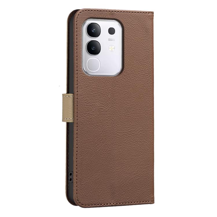 For vivo Y29 4G Splicing Color Hollow Flower Pattern RFID Leather Phone Case