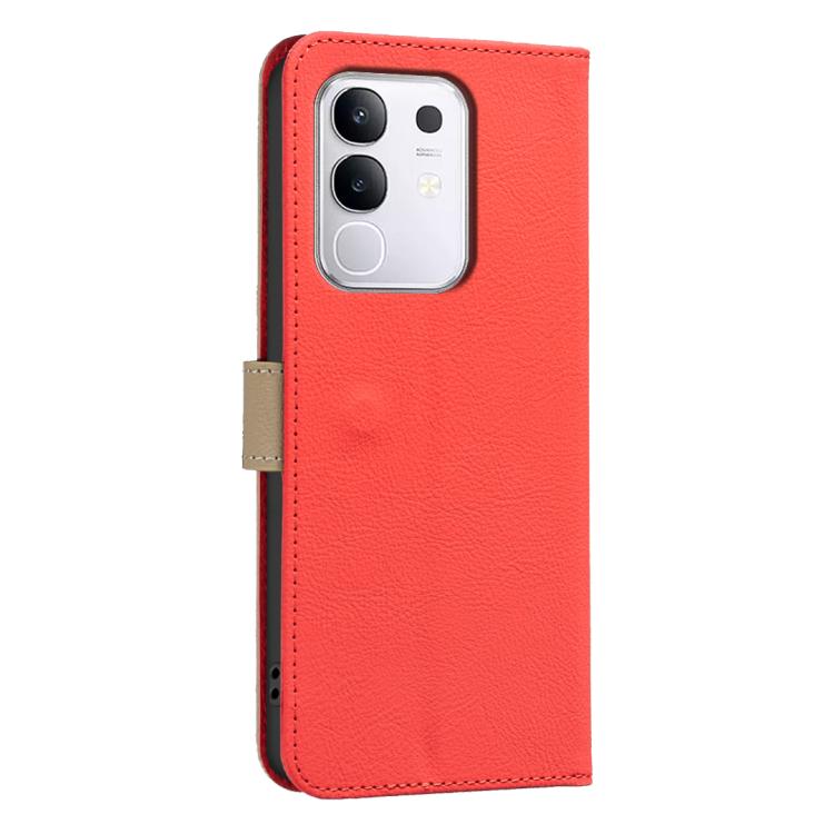 For vivo Y29 4G Splicing Color Hollow Flower Pattern RFID Leather Phone Case